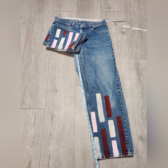 Levi's Blue Jeans with Pink and Red Accents - Picture 3 of 6